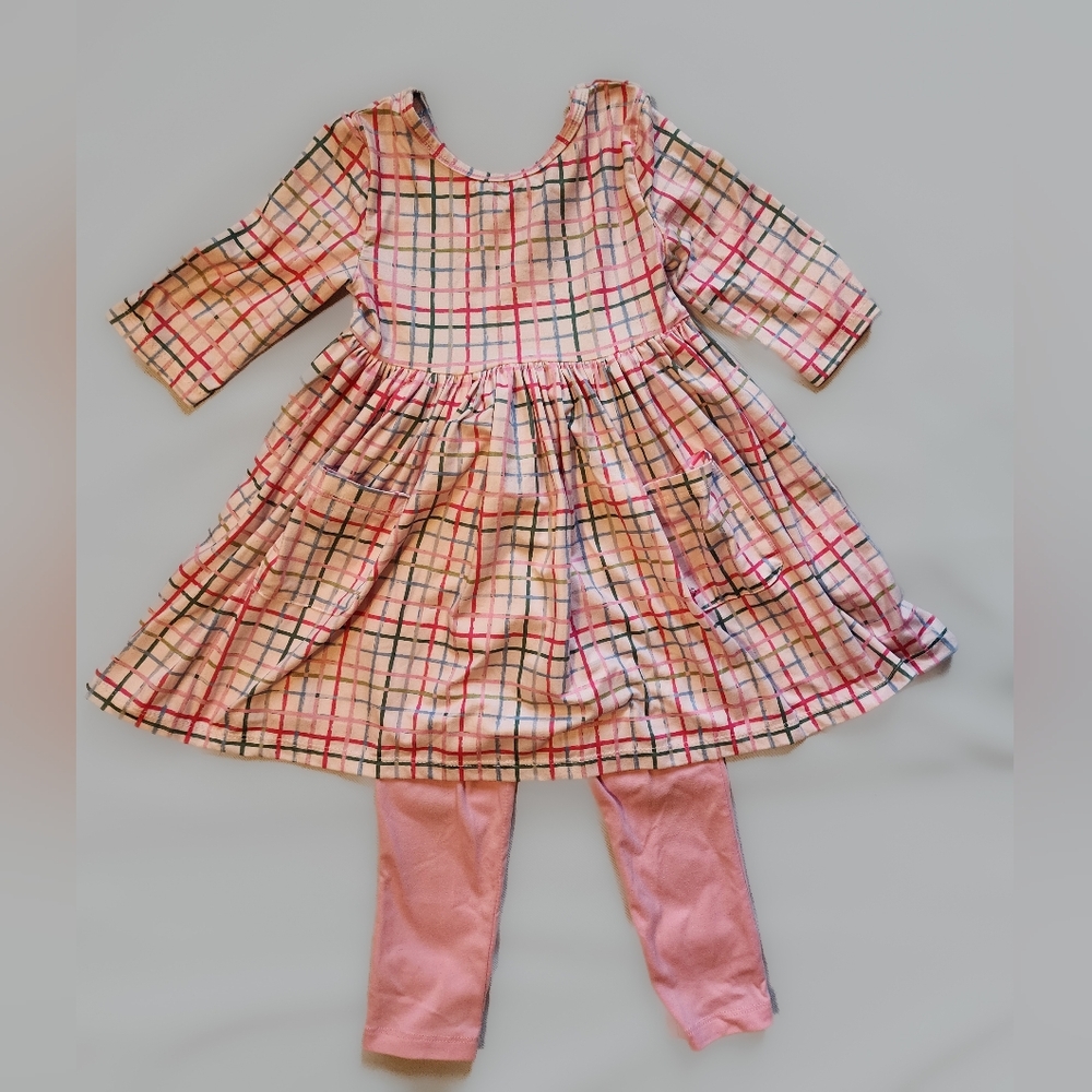 Mila And Rose 3/4 Sleeve Pocket Twirl Dress And Matching Leggings (3T)